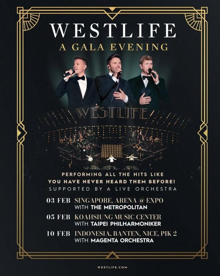 Westlife resmi mengumumkan jadwal konser orchestra yang akan digelar di Jakarta pada tahun 2026