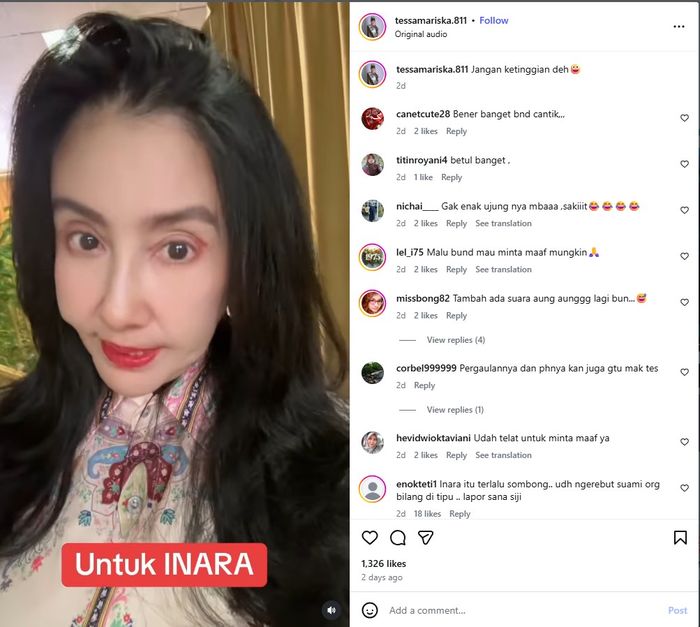 Tessa Mariska beri saran ini untuk Inara Rusli.