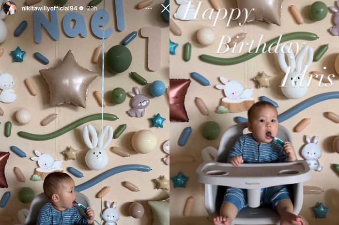 Momen ulang tahun pertama putra kedua Nikita Willy dan Indra Priawan, Nael Idris.