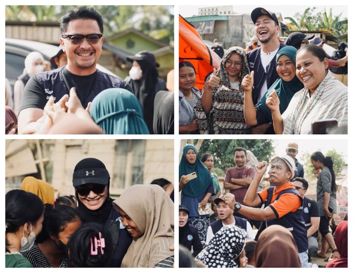 Ferry Maryadi, Ananda Omesh, Dian Ayu Lestari, serta Paman Gery menjadi relawan bersama Kitabisa.com di Aceh Tamiang.