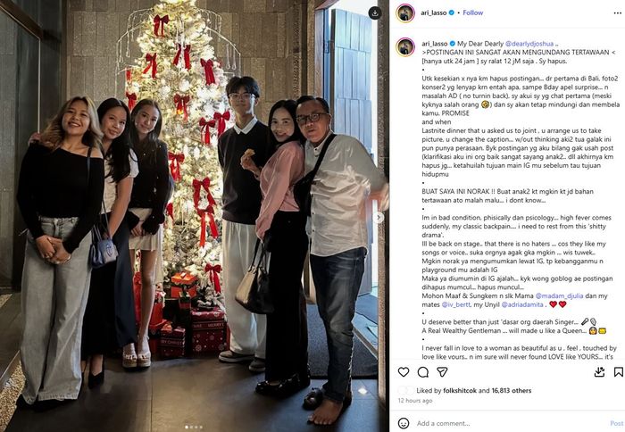 Ari Lasso umumkan putus lagi dengan Dearly Djoshua, sang musisi ngaku muak dengan drama percintaanya!