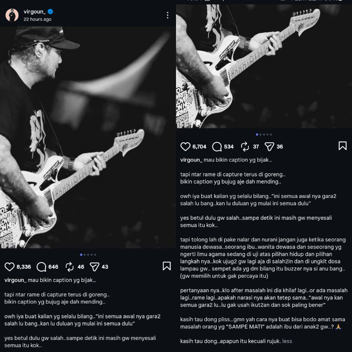 Virgoun meluapkan kekesalannya terhadap komentar netizen yang terus menyalahkannya atas berbagai masalah yang menimpa Inara Rusli