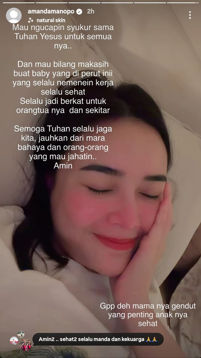 Amanda Manopo membagikan momen penuh rasa syukur di tengah kehamilan pertamanya