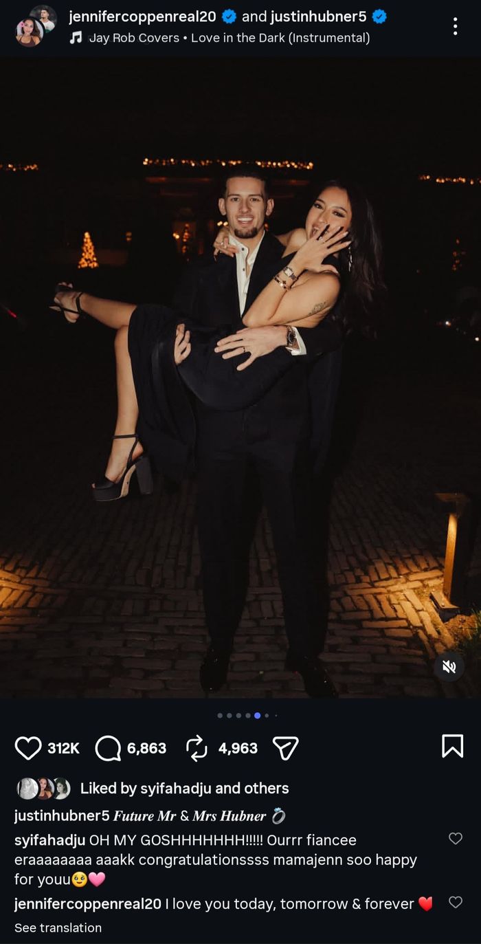 Jennifer Coppen resmi dilamar Justin Hubner