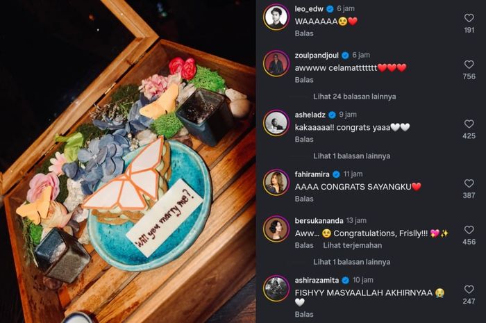 Frislly Herlind membagikan kebahagiaannya dilamar Difa Ryansyah di awal tahun 2026.