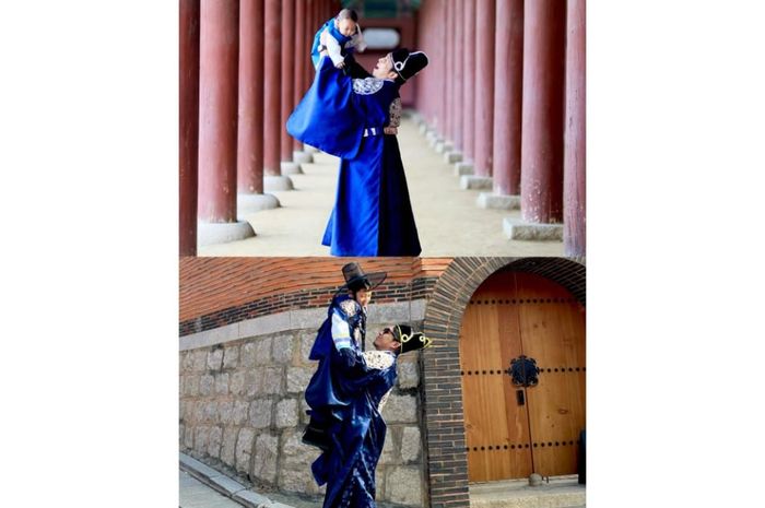 Desta memperlihatkan foto dirinya saat menggendong Miguel yang masih bayi pada tahun 2019 dan membandingkannya dengan foto Miguel tahun 2026