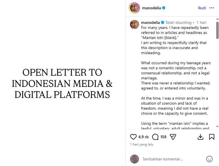 Manohara tak mau lagi disebut mantan istri Pangeran Kelantan, sang artis blak-blakkan ungkap alasannya, masa lalu kelam jadi pemicunya!