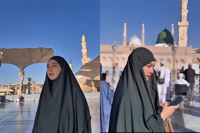 Celine Evangelista mengawali tahun 2026 dengan melaksanakan ibadah umrah bersama anak-anaknya 