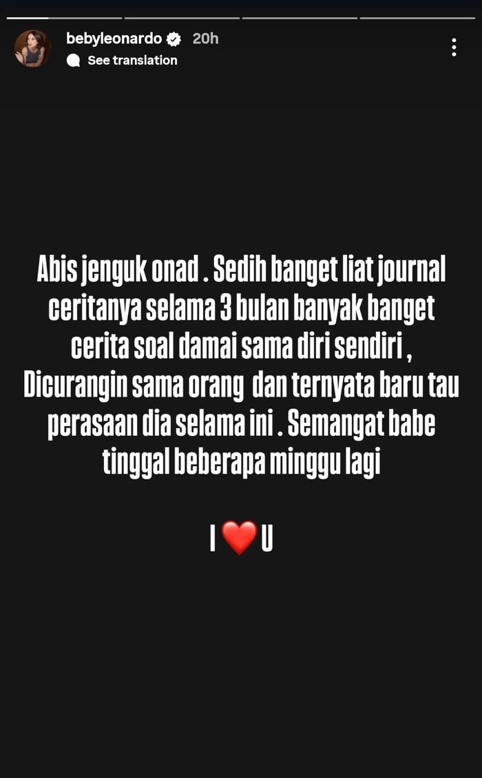 Istri musisi Onadio Leonardo, Beby Prisillia, menceritakan momen saat menjenguk sang suami yang sedang menjalani rehabilitasi narkoba.