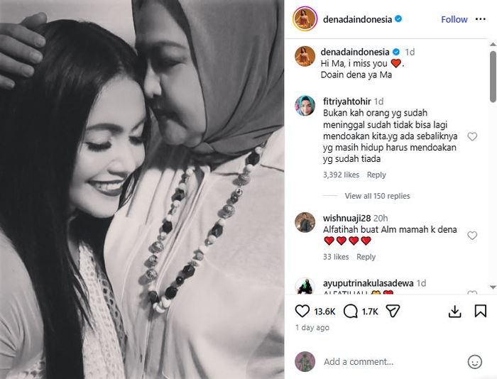 Denada dituduh telantarkan anak kandung selama 24 tahun di Banyuwangi, sang penyanyi tampak menulis curhatan untuk mendiang sang ibu. 