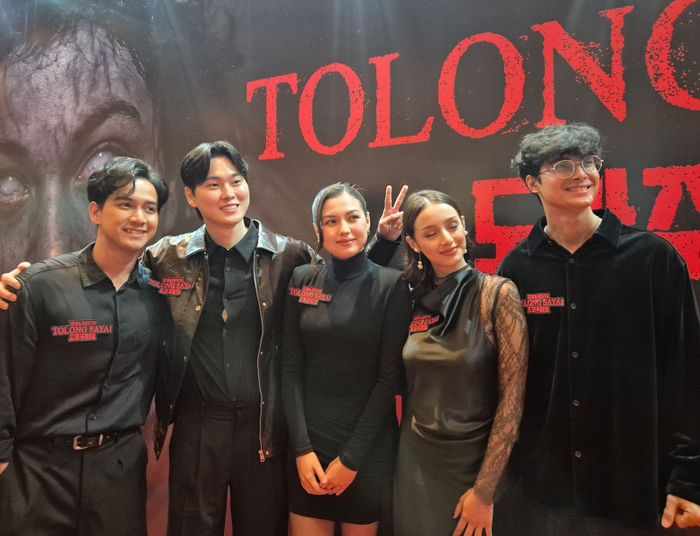 Cast film Tolong Saya (Dowajuseyo) saat ditemui di kawasan Kuningan, Jakarta Selatan, Rabu (21/1/2026).