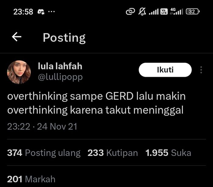 Unggahan X Lula Lahfah