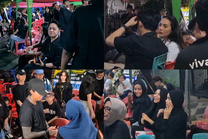 Sejumlah figur publik tampak duduk di area tenta membaur di antara para pelayat lainnya. Terlihat Fujianti Utami atau Fuji, Rachel Vennya, serta Keanu Agl hadir di tengah-tengah jamaah.
