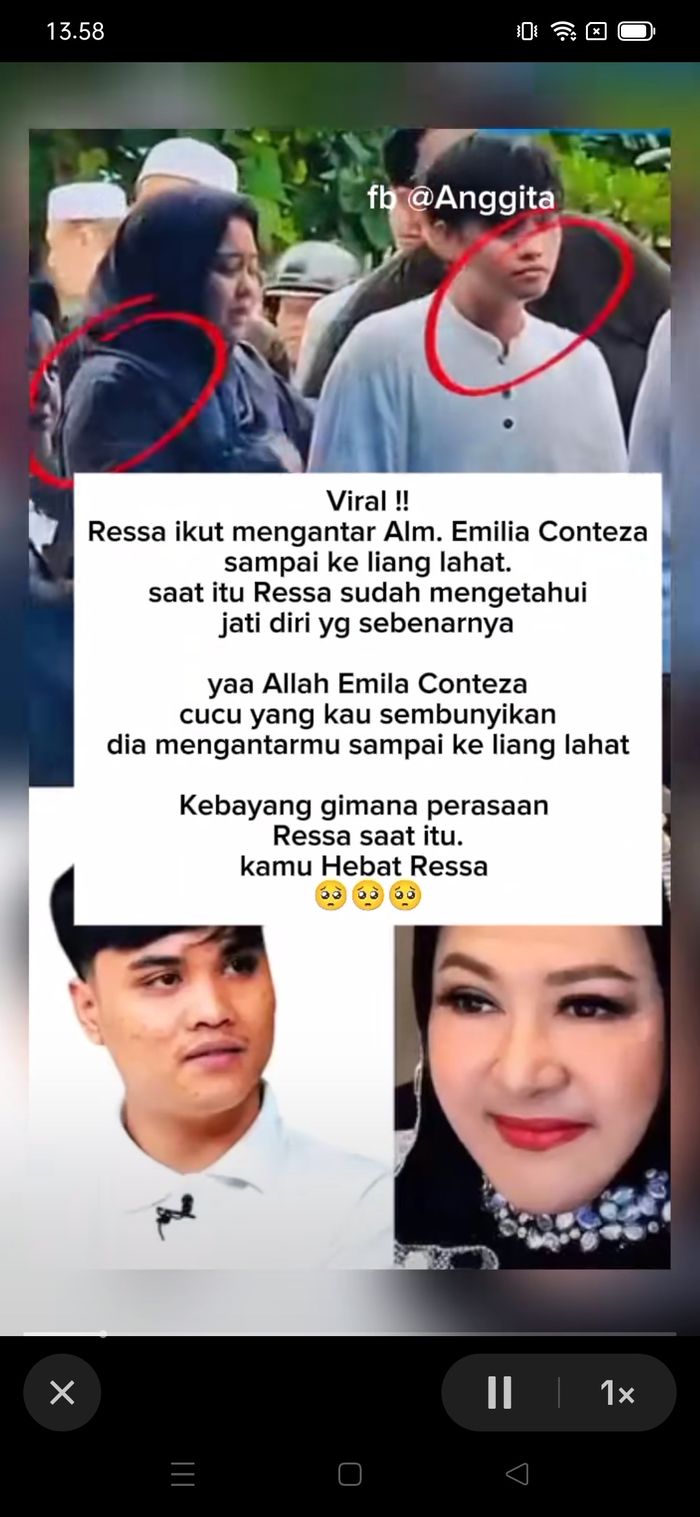Ressa Rizky Rosano hadir di pemakaman Emilia Contessa pada Januari 2025.
