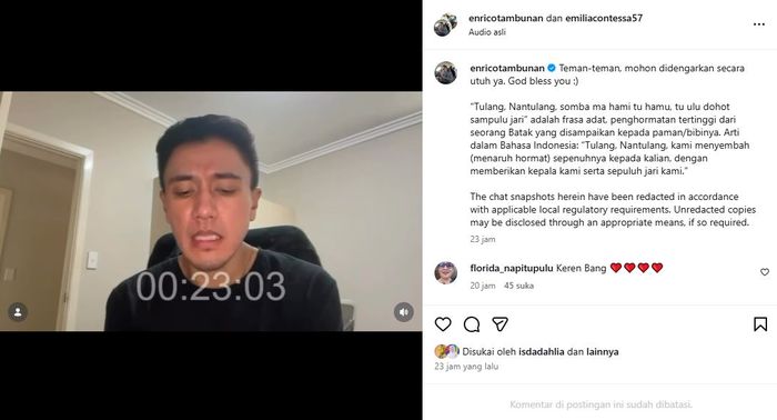 Adik Denada, Enrico Tambunan memberikan klarifikasi