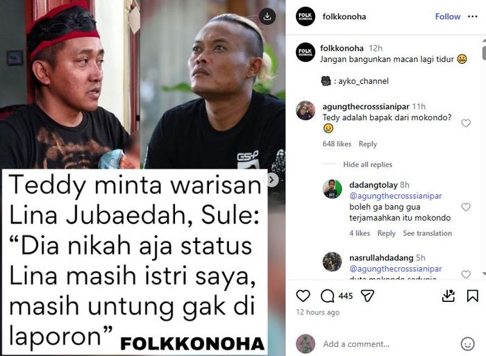Sule murka Teddy Pardiyana ngotot minta warisan Lina Jubaedah, sang pelawak beri pesan menohok hingga singgung soal perselingkuhan!