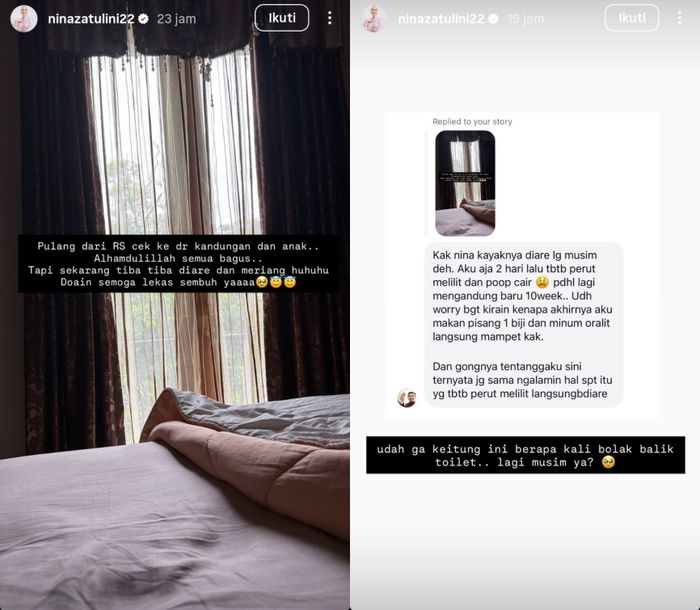 Nina Zatulini jatuh sakit seminggu pasca persalinan.