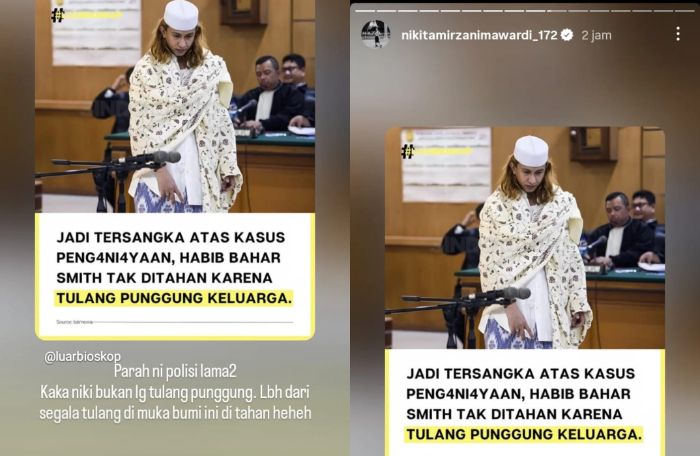Kubu Nikita Mirzani bandingkan nasib sang artis dengan kasus Bahar bin Smith, singgung soal tulang punggung keluarga. 
