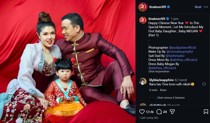 Rayakan Imlek, Tina Toon pamerkan foto anak ke hadapan publik.
