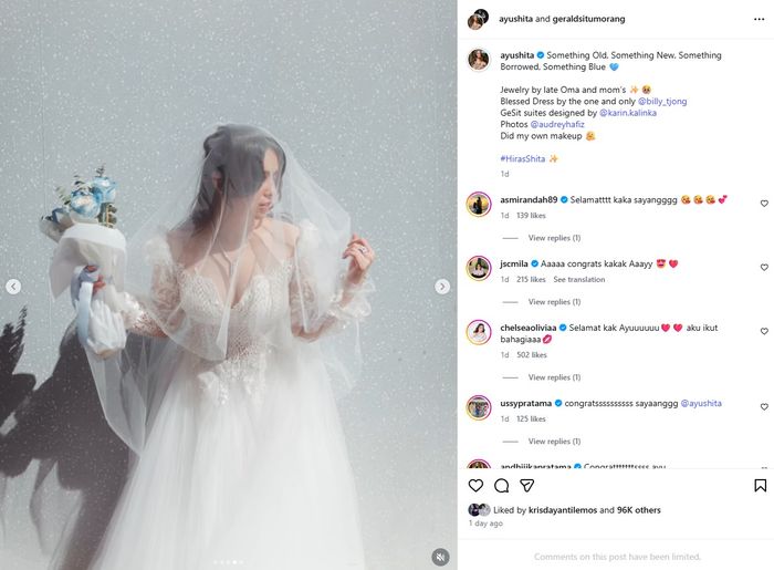 Momen pernikahan Ayushita dan Gerald Situmorang.