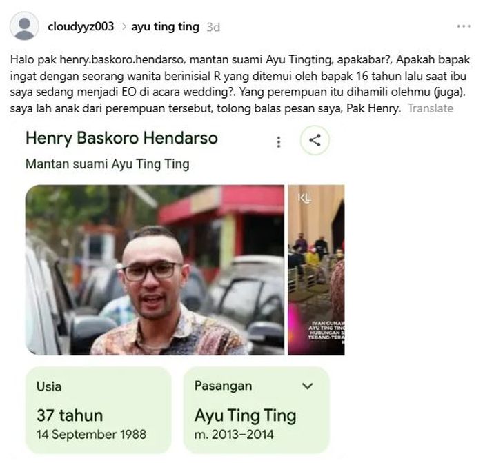 Profil Enji Baskoro, mantan suami Ayu Ting Ting yang viral di akun threads, dituding miliki anak di luar nikah. 