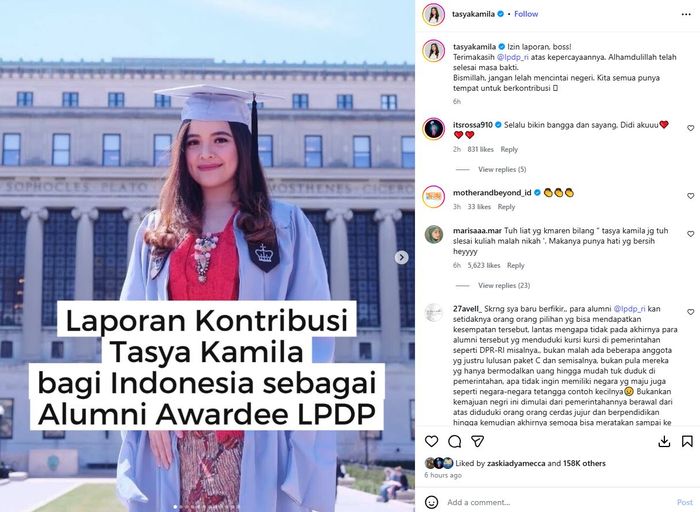 Profil Tasya Kamila, artis yang ikut disorot karena dapat beasiswa LPDP, kini ungkap pengabdiannya untuk Indonesia!