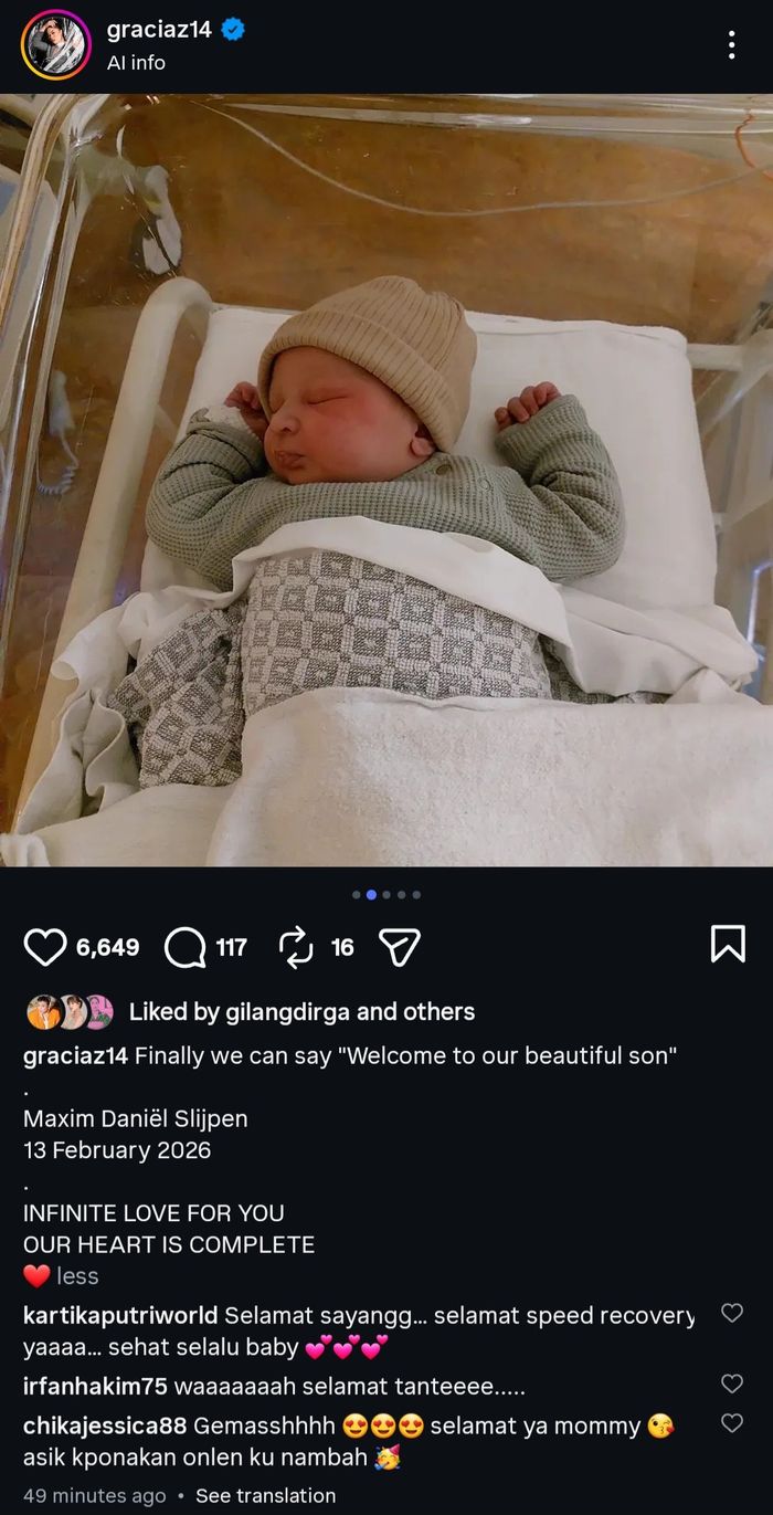 Gracia Indri tiba-tiba mengumumkan kelahiran anak keduanya.