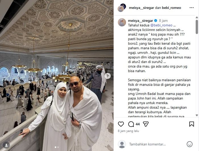 Meisya Siregar dan Bebi Romeo membagikan kabar terkini.