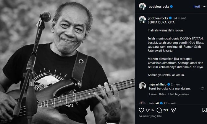 Bassist God Bless, Donny Fattah meninggal dunia. 