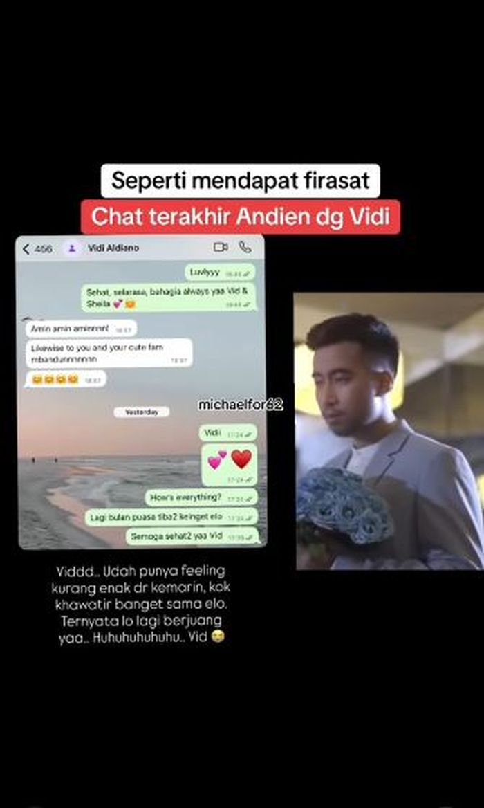 Chat terakhir Vidi Aldiano dan Andien