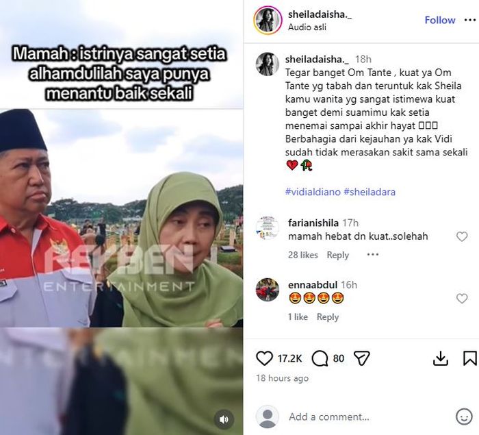 Ibunda Vidi Aldiano puji Sheila Dara