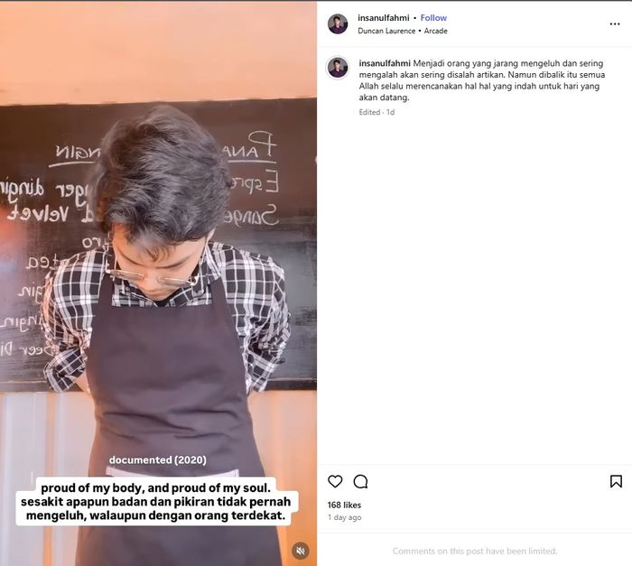 Insanul Fahmi membagikan curhatan dirinya sebelum sidang cerai perdana dengan Wardatina Mawa.