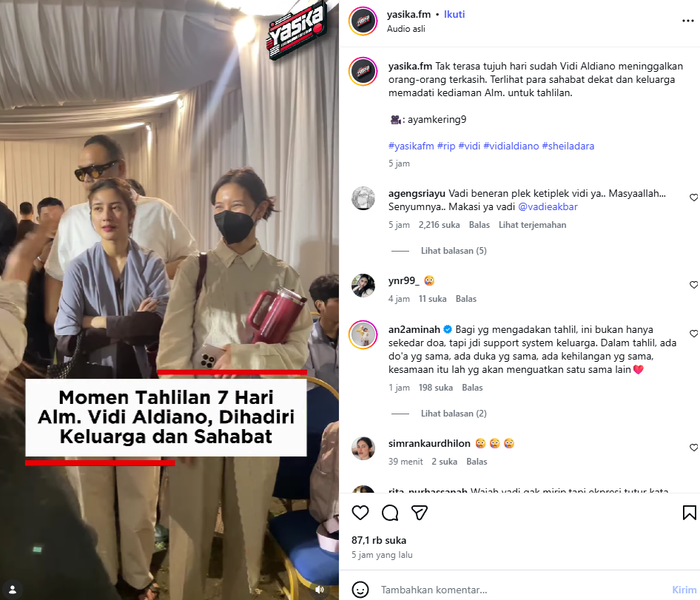 Kondisi Sheila Dara di tahlilan 7 hari kepergian Vidi Aldiano