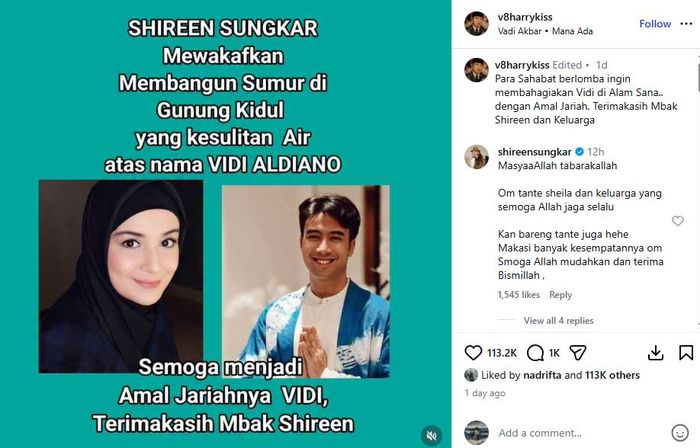 Simak profil Shireen Sungkar, aktris yang wakafkan sumur di Gununng Kidul atas nama Vidi Aldiano, aksinya banjir pujian netizen. 