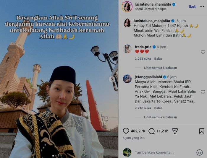 Lucinta Luna pakai baju koko dan sarung di lebaran 2026