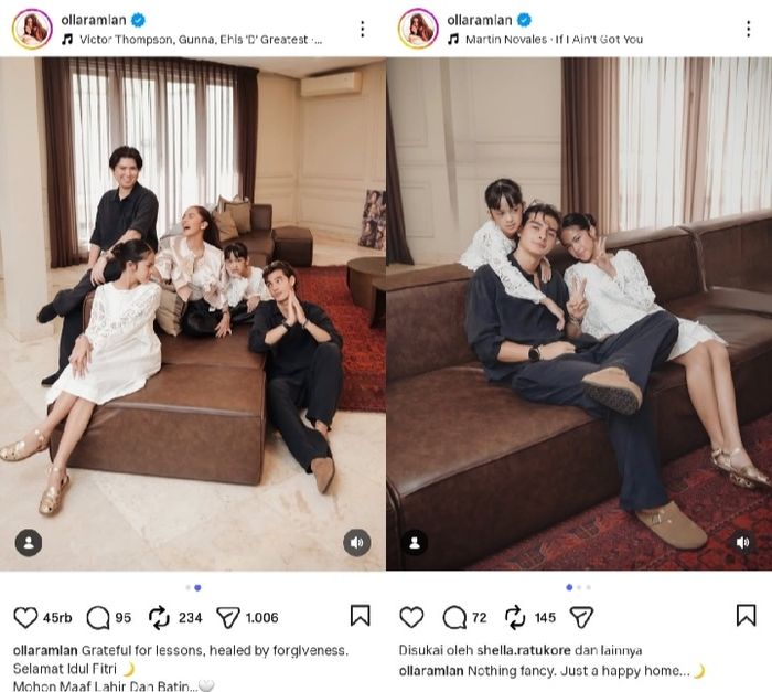 Olla Ramlan rayakan Lebaran dengan keluarga dan Tristan Molina.