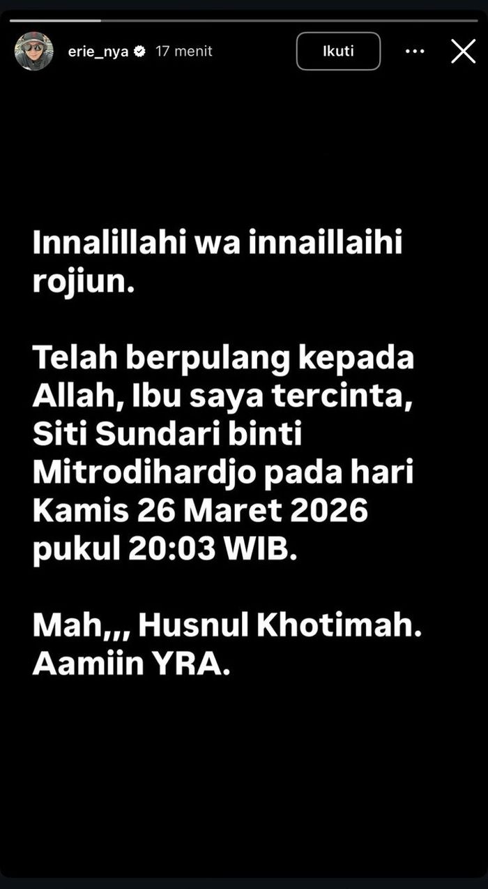 Ibunda Anji Manji meninggal dunia