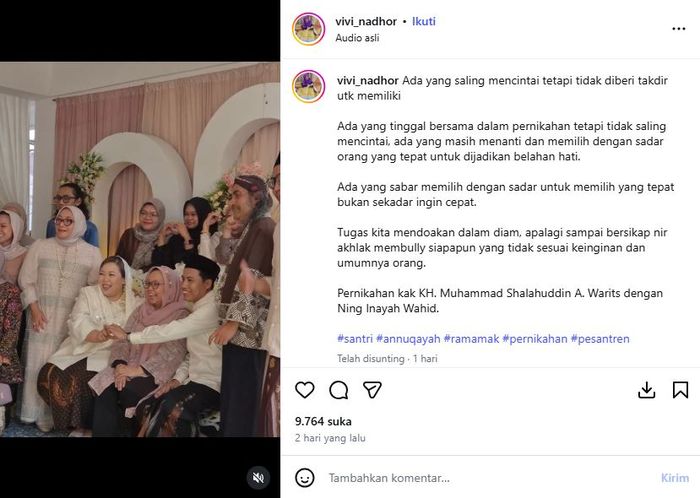 Potret pernikahan sederhana Inayah Wahid dan Ra Mamak