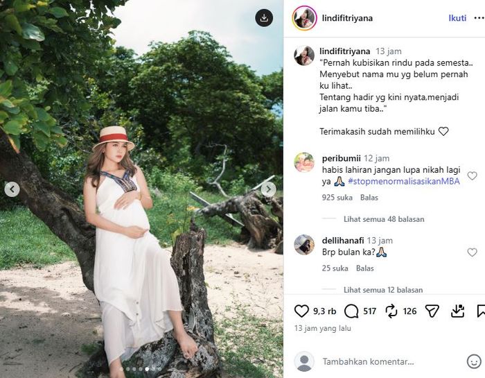 Lindi Fitriyana pamer sedang hamil besar usai sebulan nikah