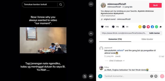 Unggahan istri Yai Mim setelah sang suami dikabarkan meninggal dunia