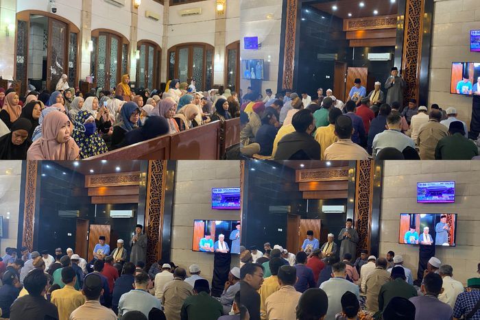 Suasana khidmat dan tertib terasa dalam acara doa bersama 40 harian Vidi Aldiano yang digelar di Masjid Nurul Hidayah di kawasan Tanah Kusir, Jakarta Selatan pada Sabtu (18/4/2026). 