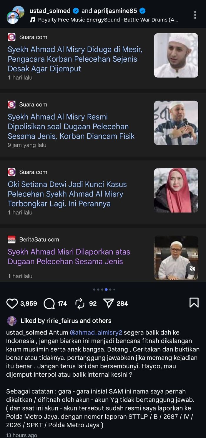 Postingan Ustaz Solmed.