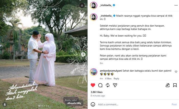 Irish Bella umumkan hamil anak pertamanya dengan Haldy Sabri