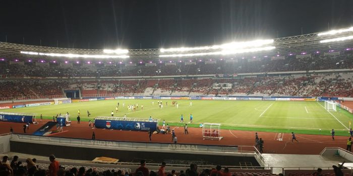    timnas timnas U-19 Indonesia kontra timnas U-19 Qatar di Stadion Utama Gelora Bung Karno (SUGBK),