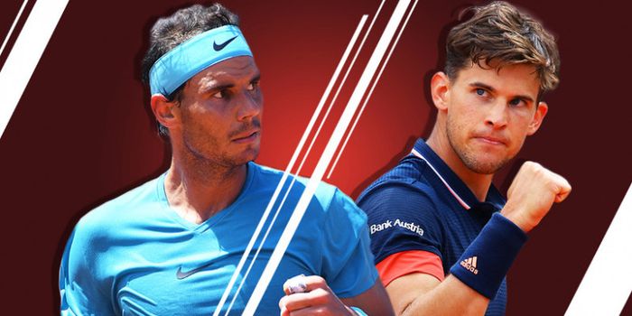 Rafael Nadal (kiri) dan Dominic Thiem (kanan) bakal saling berhadapan pada partai final sektor tunggal BNP Paribas Open 2019.