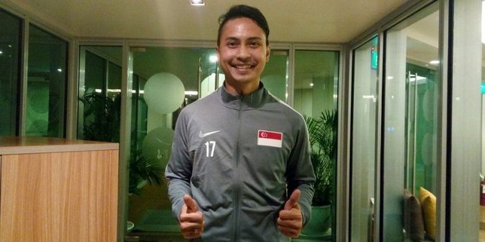 Penyerang Singapura, Shahril Ishak, baru saja melakukan latihan kebugaran di Novotel Araneta Center,