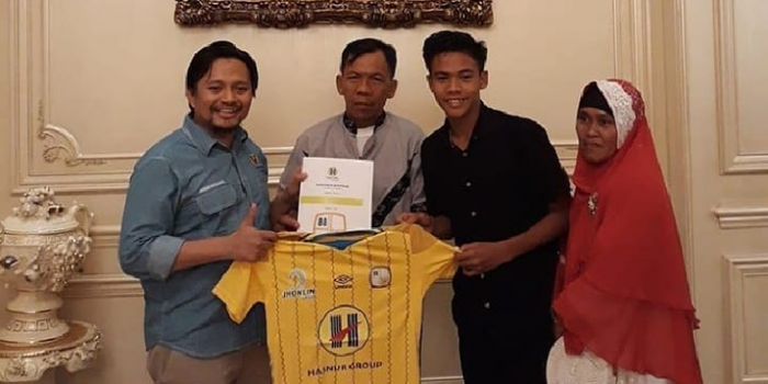 Kapten timnas U-16 Indonesia, David Maulana, saat diresmikan sebagia pemain Barito Putera pada 2019 lalu.