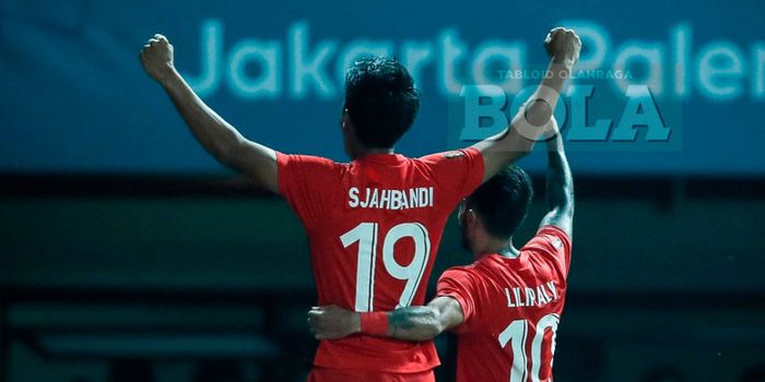 Pemain timnas u-23 Indonesia, Hanif Sjahbandi, merayakan gol ke gawang Hong Kong pada laga Grup A Asian Games 2018.