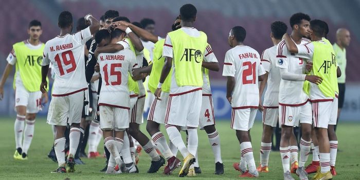 Timnas U-19 Uni Emirat Arab saat laga melawan Qatar di Piala Asia U-19 2018.