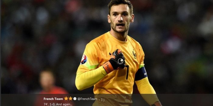 Kiper Prancis, Hugo Lloris, dalam laga UEFA Nations League melawan Belanda di Stadion Feijenoord, Ju